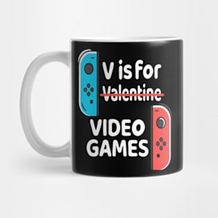 V is for Video Games Valentines Day Gamer Men Teen Boys Mug